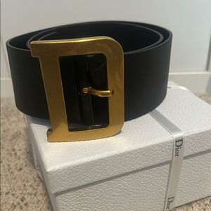 Dior Black leather DiorQuake buckle belt